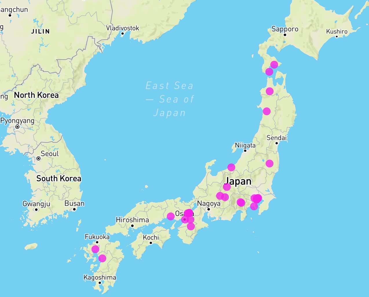 HDmaps Outdoor Map mit Sakura/Hanami-Spots in Japan