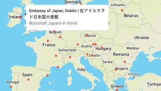 HDmaps Street Map showing Japanese Embassies in Europe - Detail View